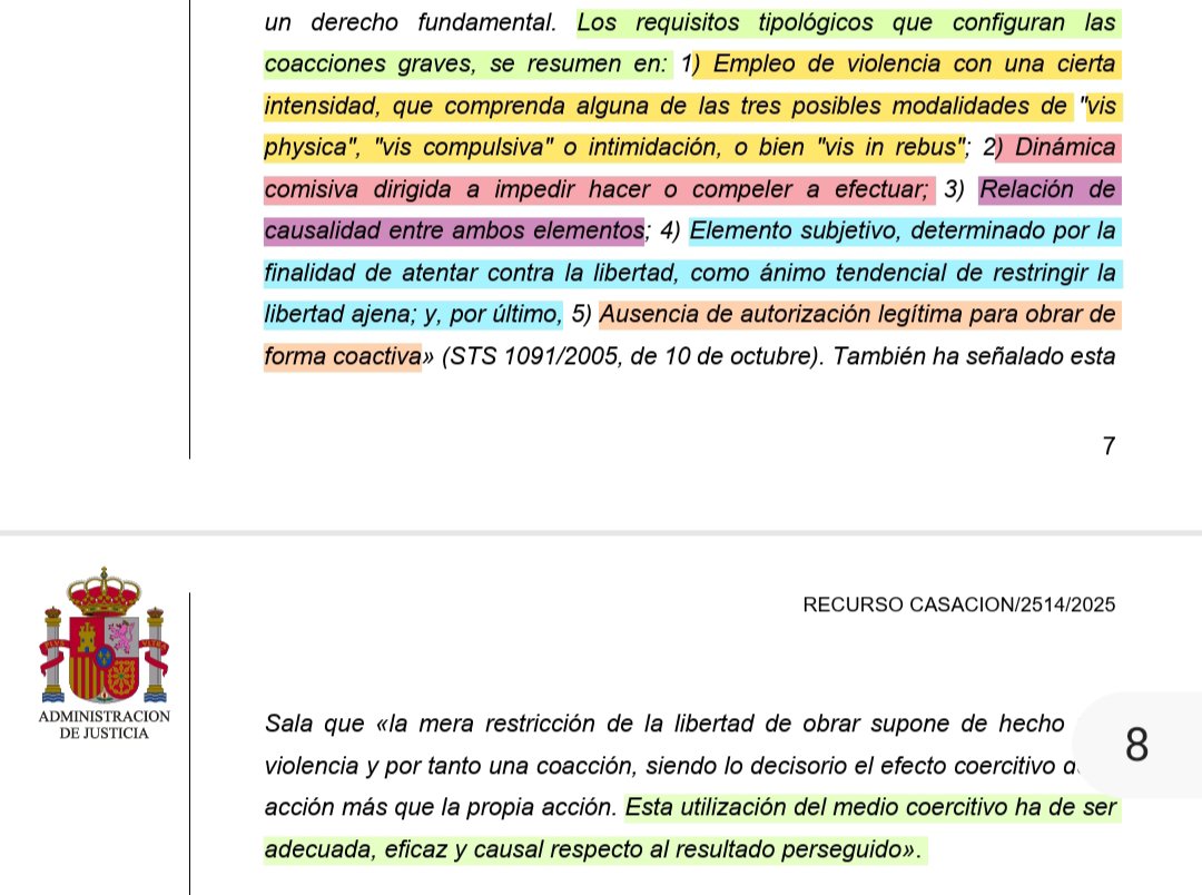 JuridicoQue's tweet photo. STS 46/2026:

El delito de #coacciones puede ser cometido mediante los 3 tipos de violencia:

1️⃣ Física.
2️⃣ Psíquica o compulsiva.
3️⃣ Violencia en las cosas (corte de suministro). https://t.co/WjXZYsZDSa