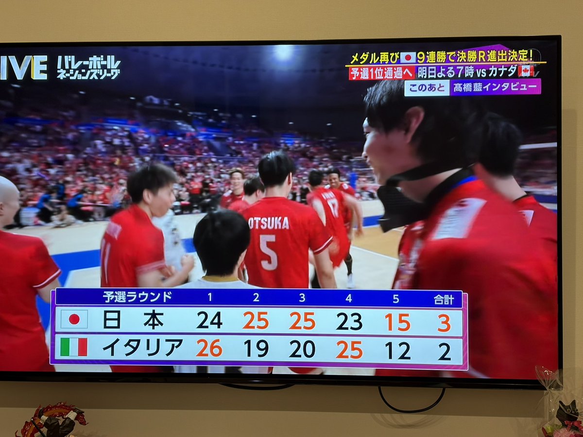 gamasachi's tweet photo. 日本男子バレー強い！
明日また観られる🏐
次こそ金メダル🥇
✨ #詳しいルールはわからないけど #めちゃ跳ぶじゃん #日本男子バレー #バレーボールネーションズリーグ #時間がありがたい https://t.co/3STo71862y