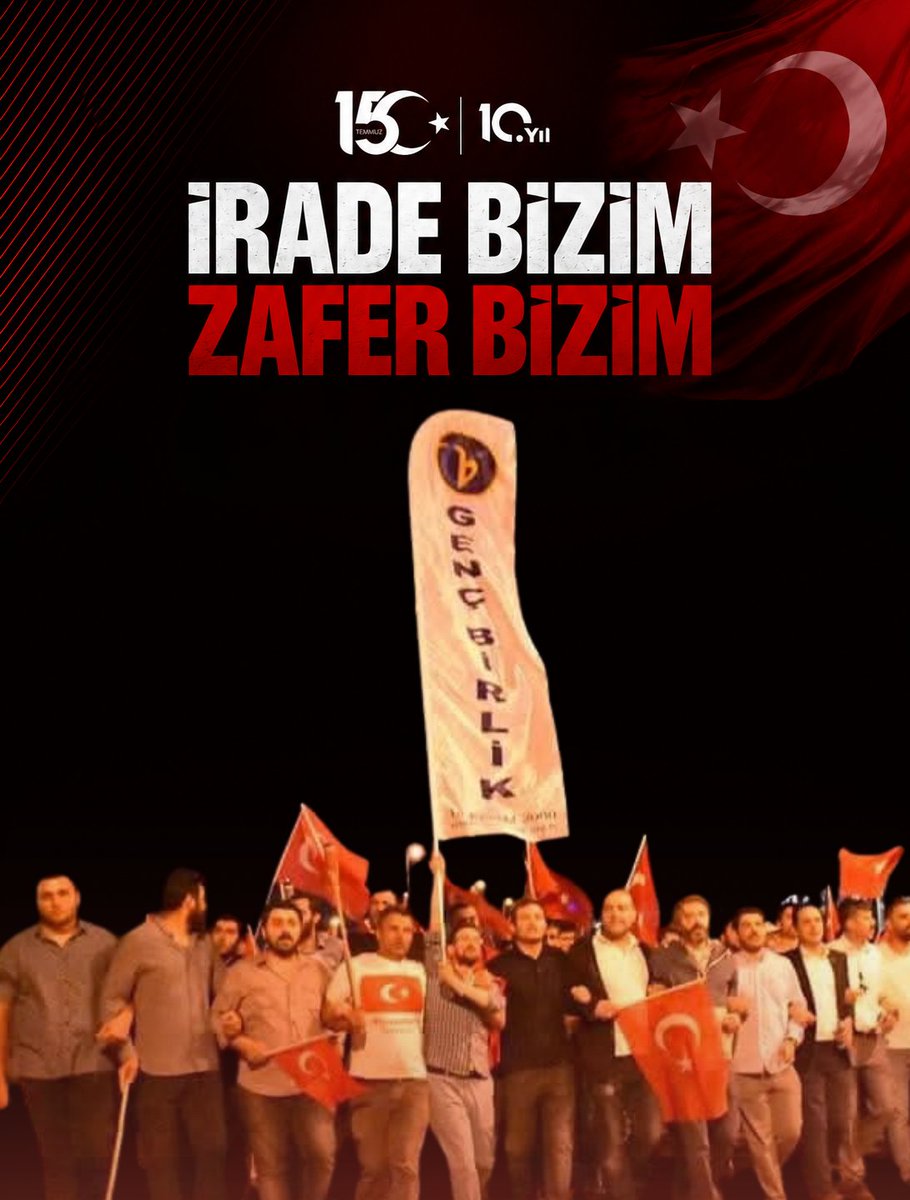 GencBirlik's tweet photo. İrade Bizim 🇹🇷
Zafer Bizim 🇹🇷

15 Temmuz; milletimizin inancıyla, cesaretiyle ve sarsılmaz iradesiyle yazdığı destanın adıdır.

Vatanı, bayrağı ve istiklali uğruna canını ortaya koyan aziz şehitlerimizi rahmetle, kahraman gazilerimizi minnetle yâd ediyoruz.

#15TemmuzDestanı
#İradeBizimZaferBizim
