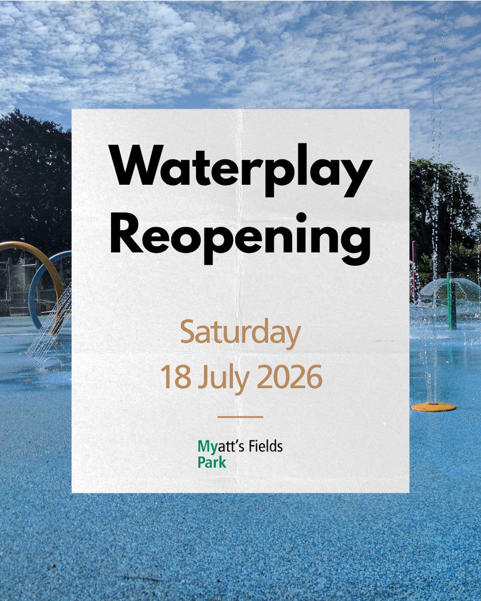 myattsfields's tweet photo. 💦 The Waterplay is BACK! Repairs done, reopening Sat 18th July at Myatt's Fields Park. Bring towels &amp; suncream! ☀️ #MyattsFieldsPark #Waterplay #Camberwell #LondonParks #SummerInLondon #SE5 #FamilyFun #Lambeth https://t.co/OPteGWB9RU