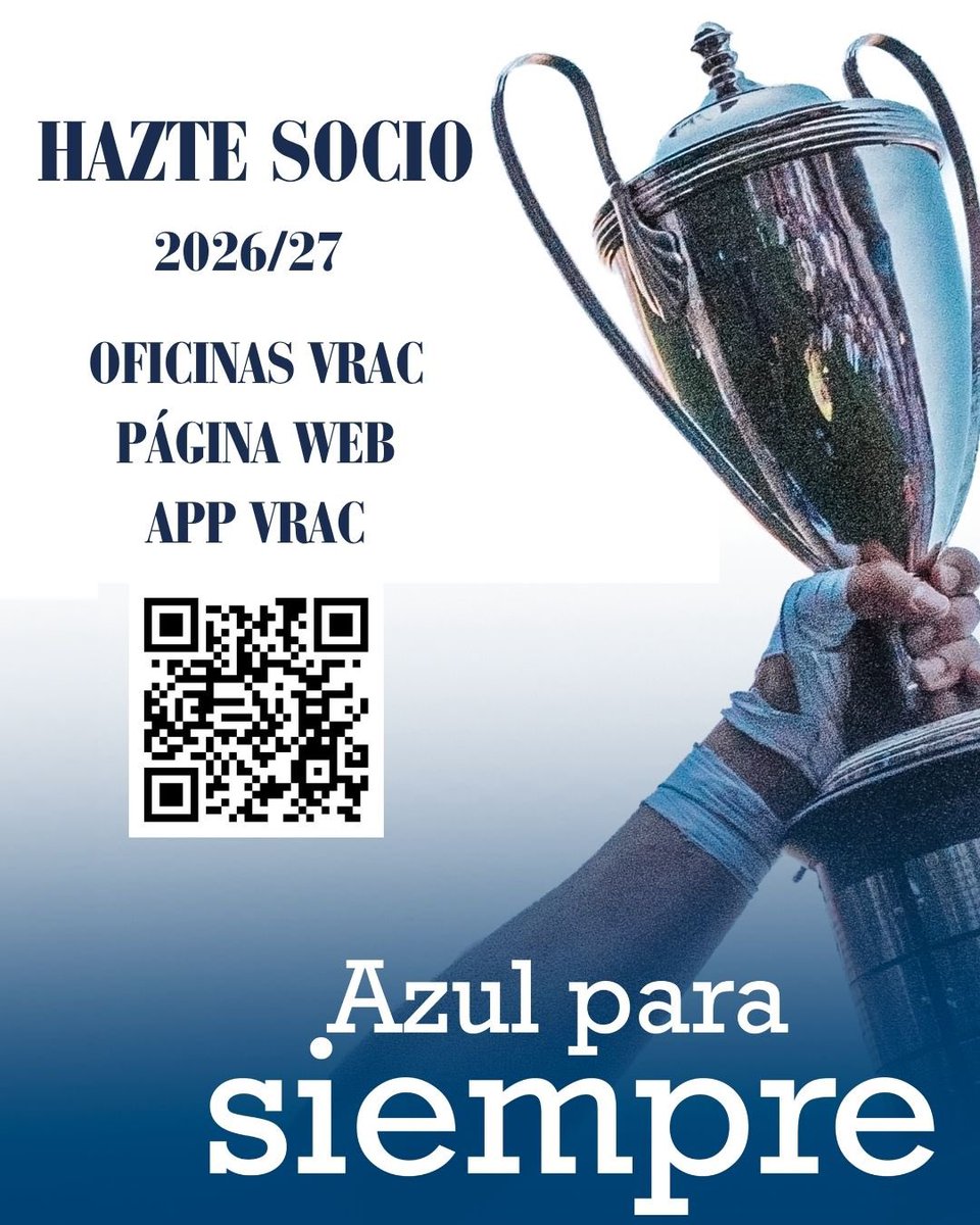 VRAC's tweet photo. FORMA PARTE DE LA HISTORIA 🏆💙

Hazte socio esta campaña 🤝

➡️ https://t.co/hmfeegmzWt

#FormaParteDeLaHistoria #AzulParaSiempre #2627 https://t.co/POGxzV1qei