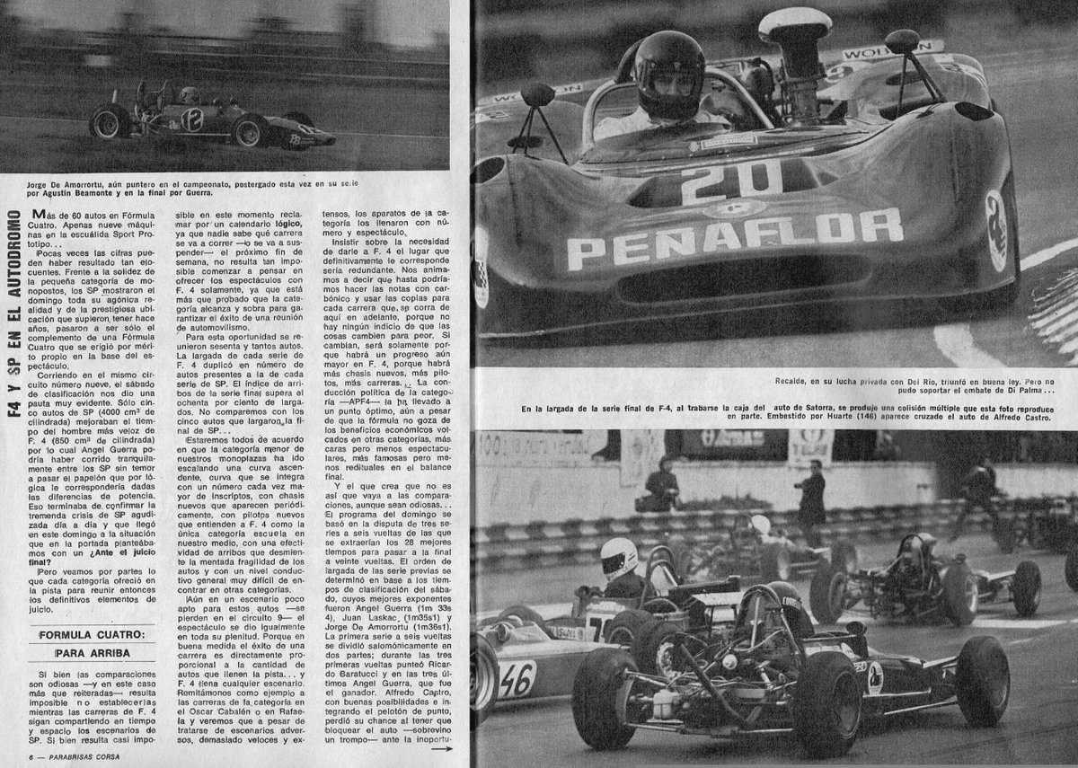 PatoG82's tweet photo. 15 de Julio de 1973. SP y F4 🇦🇷 en el autódromo de Buenos Aires 🏁

UNA REAFIRMACIÓN Y UNA LÁPIDA
(Última carrera de Sport Prototipos como categoría nacional)

🏆 Triunfaban Miguel A. Guerra (Crespi/Renault) y Rubén Luis Di Palma (Berta/Tornado)

📝 Revista Corsa https://t.co/RvY6Kv9ve2