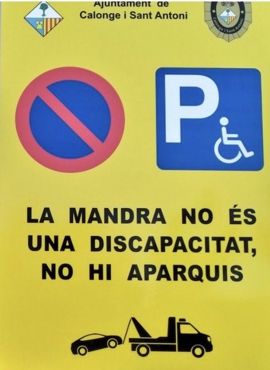 clopez17's tweet photo. @pilarduque78 Bon disseny! A Sant Antoni de Calonge posen senyals com aquestes a les places  reservades a mobilitat reduïda. https://t.co/826SnrNgkT