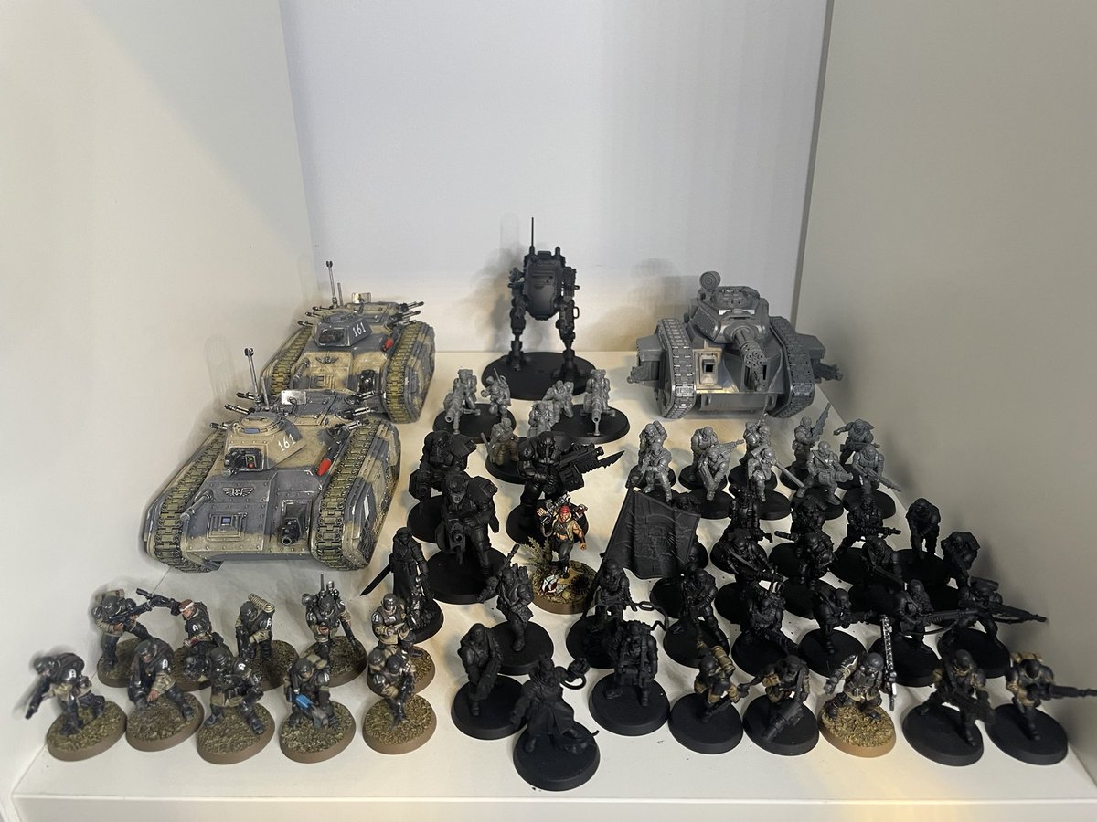 roscotep's tweet photo. With the addition of the 3rd infantry unit and heavy weapons team, the 161st Armageddon Bullet-Born have reached a playable 1000 point force

#WarhammerCommunity
#Warhammer40K
#AstraMilitarum https://t.co/5jOs3Z3ZS1