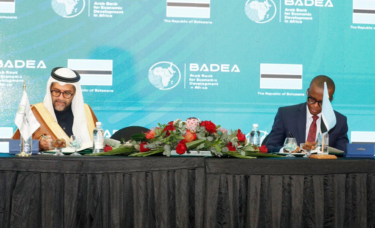 BWGovernment's tweet photo. as well as the extension of the terminal building, runway widening, and equipment supply at Kasane International Airport.

“BADEA’s interventions have strengthened vital gateways into the economy and enhanced the productive capacity of the agricultural sector,” he added. https://t.co/yzeB9S2PJu