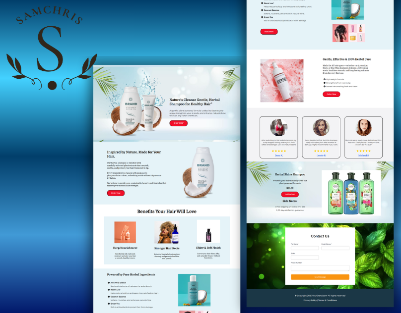 Samcrivo's tweet photo. Crafted a professional Shopify website for a herbal hair care brand, designed to showcase premium products while delivering a smooth and engaging shopping experience. 

Looking for a Shopify store that stands out? Let's connect. 

#Shopify #HairCare #WebDesign #ShopifyExpert https://t.co/qNBFt9MdQC