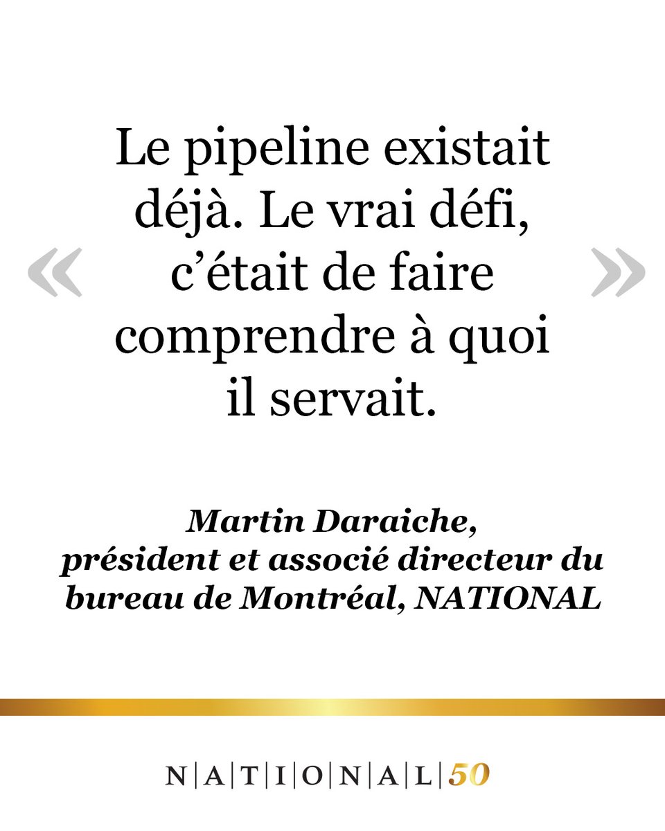 NATIONALPR's tweet photo. #50ans50histoires | Créer la compréhension avant l’adhésion

Quand Enbridge approche NATIONAL en 2015, l'entreprise fait face à un défi inhabituel au Québec : un anonymat presque complet.

Le public ne connaît pas Enbridge. Les médias non plus. Et surtout, peu de Québécois savent qu’un pipeline transporte quotidiennement de l’énergie sous leurs pieds, entre la frontière ontarienne et l’est du Québec, en passant par Montréal.

Pour Enbridge, deux projets doivent alors être menés en parallèle. Le premier concerne un important programme d’entretien de la conduite, nécessitant de sortir de terre certaines portions du pipeline afin de les inspecter et, au besoin, de les réparer. Le second vise à renverser de nouveau le flux du pipeline afin de rétablir sa fonction initiale, soit acheminer de l’énergie canadienne vers le Québec.

Très rapidement, Martin Daraiche et les équipes de NATIONAL recommandent de réunir ces deux démarches en un seul projet cohérent.

Mais avant même de parler d’autorisations gouvernementales, un autre enjeu s’impose, soit d’expliquer aux gens l’existence de l’infrastructure énergétique, son utilité et la nécessité de son entretien.

Le défi est concret. Dans certains cas, des citoyens avaient même construit des piscines directement au-dessus de la servitude du pipeline au fil des années, sans savoir qu’elle existait.

NATIONAL met alors en place une vaste campagne de communication et de relations avec les communautés à travers l’Ontario et le Québec. Pendant plusieurs années, les équipes rencontrent élus, citoyens, agriculteurs, groupes locaux et représentants des milieux économiques afin d’expliquer le rôle du pipeline, les travaux prévus et les impacts concrets de cette infrastructure sur la vie quotidienne.

Le programme d’entretien est finalement autorisé. Aujourd’hui encore, le pipeline contribue à alimenter des infrastructures critiques comme l’aéroport international Montréal-Trudeau et de nombreux secteurs économiques qui dépendent quotidiennement d’un accès stable à l’énergie.

Pour Martin Daraiche, ce mandat illustre une réalité fondamentale des grands projets d’infrastructure. Avant de demander l’adhésion, il faut d’abord susciter la compréhension.

Merci à Martin Daraiche pour cette histoire.
#NATIONAL50