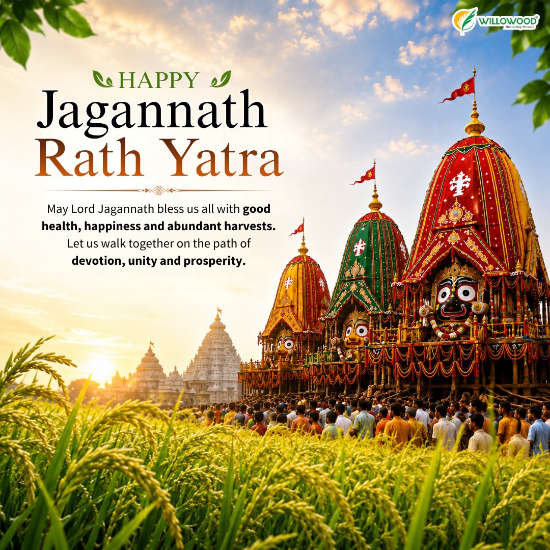 indiawillowood's tweet photo. Wishing everyone a joyous and blessed Jagannath Rath Yatra! 🚩🙏 🛕🌼

May Lord Jagannath bless us all with good health ❤️, happiness 😊 and abundant harvests 🌾. Let us walk together on the path of devotion 🙏, unity 🤝 and prosperity 🌿.
.
.
#JagannathRathYatra #JaiJagannath https://t.co/x7siCsIF4a