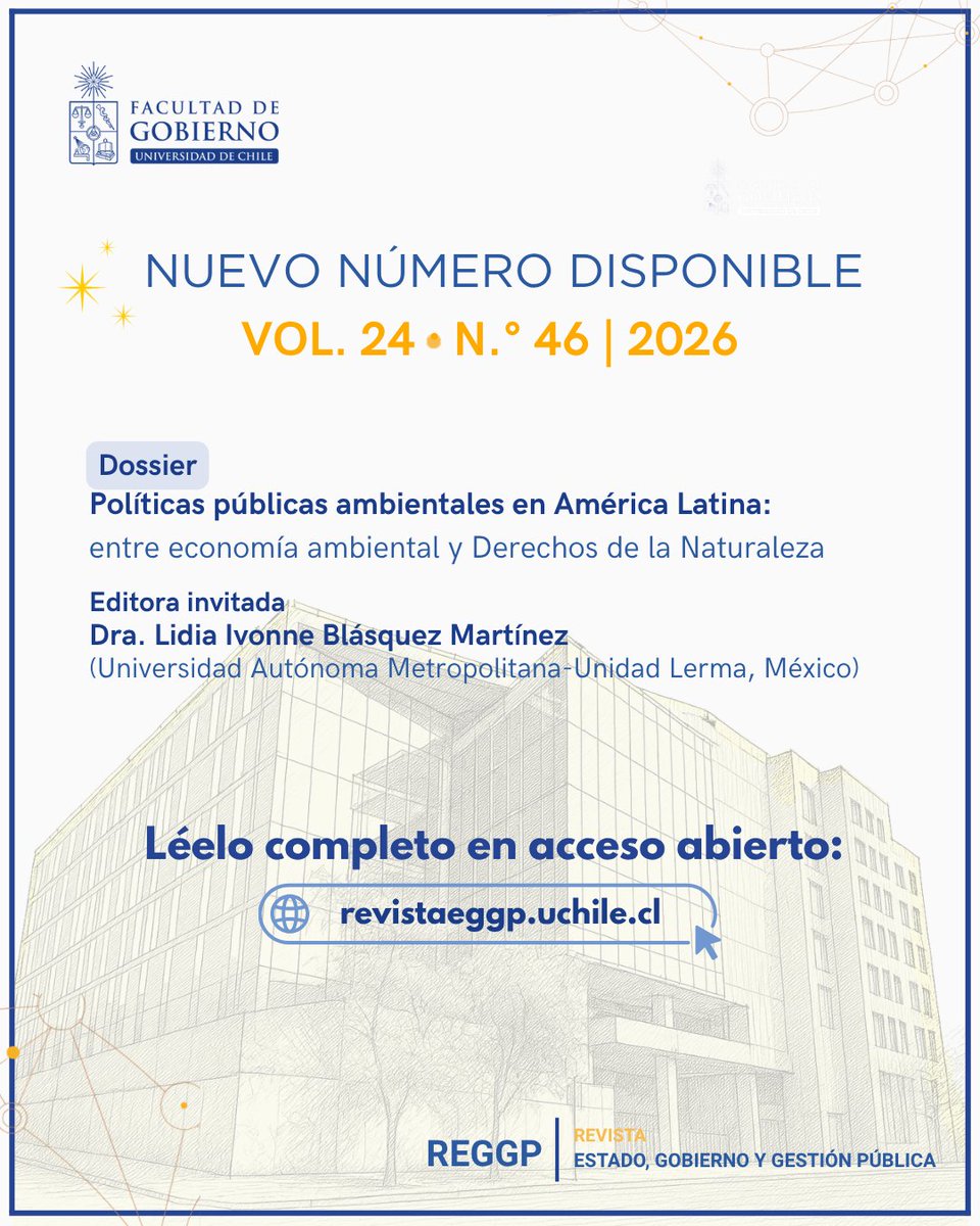RevistaEGGP's tweet photo. 🌱 Ya está disponible el Vol. 24 N.° 46 de Revista Estado, Gobierno y Gestión Pública.

Este n° reúne investigaciones de autoras/es de 🇲🇽 🇪🇨 🇨🇱 🇦🇷 🇵🇪 🇪🇸 sobre políticas públicas ambientales, transición energética, gobernanza, cambio climático y más.

📖https://t.co/Pe2wYXNWCd https://t.co/yMuu5tBtLJ