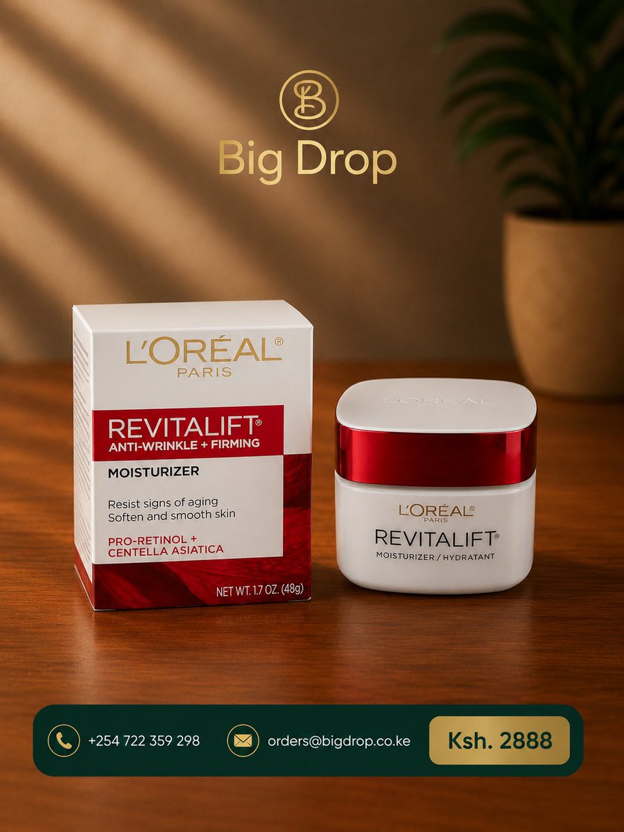 bigdrop_ke's tweet photo. Turn Back the Clock with L'Oréal Revitalift!
Only Ksh. 2,888
📞+254 722 359 298
📧 orders@bigdrop.co.ke
#ShopTillYouDrop #LorealParis #Revitalift #SkincareKenya #BeautyKenya #AntiAging #HealthySkin #FaceMoisturizer #WrinkleCare #BeautyEssentials #OriginalProducts #SelfCare #fyp https://t.co/KiMGIIJ4rd