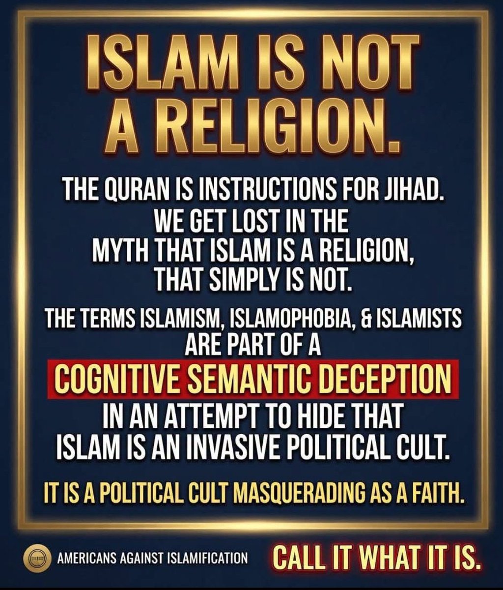 HankishTwitZone's tweet photo. Let’s get something straight! Islam is NOT a legitimate religion! It is an invasive political cult masquerading as a faith! Don’t fall for it! Outlaw Islam to save America! https://t.co/xvEb3ACanC