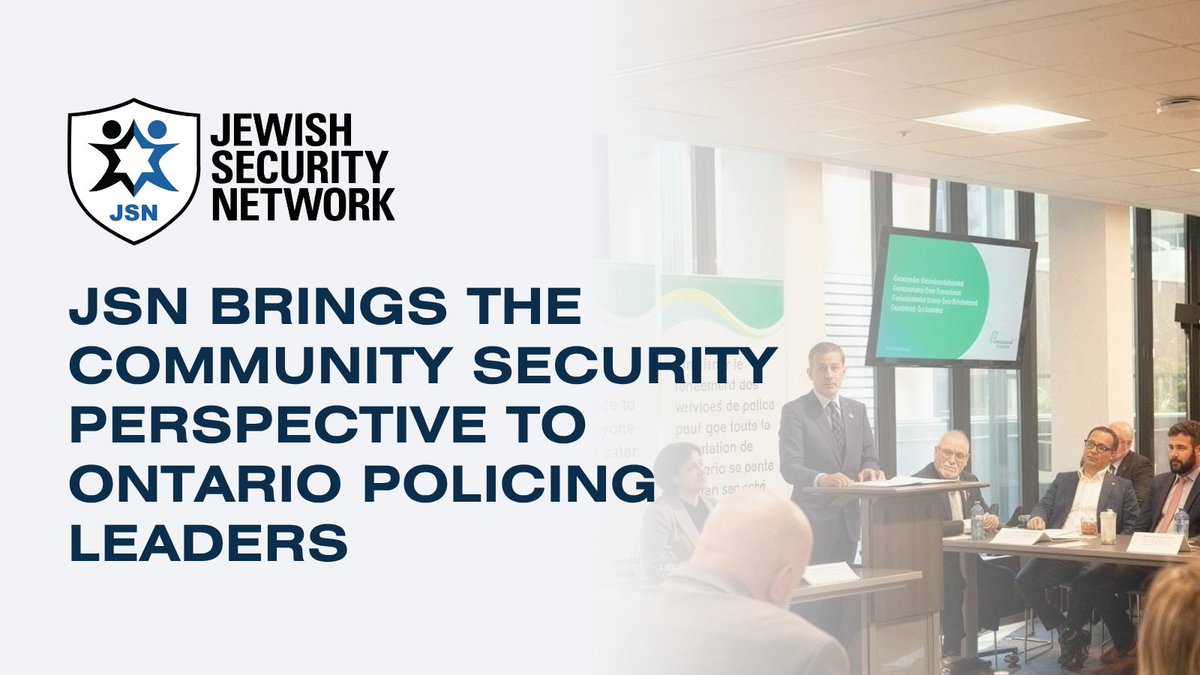 JSNSecurity's tweet photo. On June 15, JSN presented at the Inspector General’s meeting on rising antisemitism in Ontario. We stressed the need for coordinated action, strong policing and active community involvement to keep the Jewish community and all Canadians safe. 

https://t.co/ugPr03a0qJ https://t.co/mPPNEslZXG