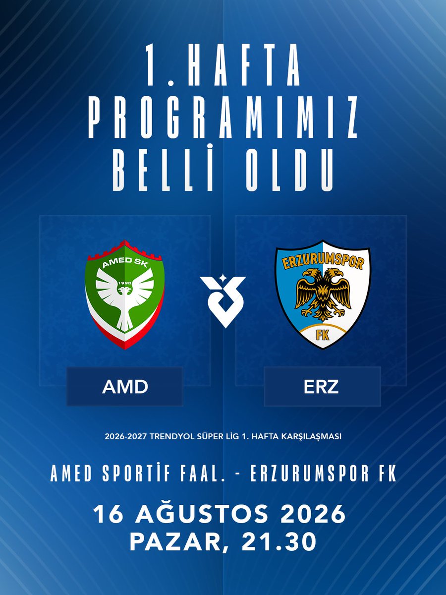 Erzurumspor's tweet photo. Trendyol Süper Lig 1. hafta maç programımız belli oldu. 

#Erzurumspor https://t.co/Xs2wdJe2iV