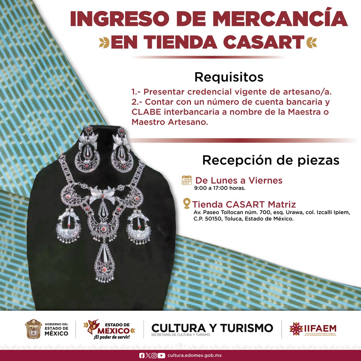 iifaem's tweet photo. Maestra y Maestro Artesano.
Tu talento merece ser visto, valorado y reconocido.
En las Tiendas Casart, abrimos nuestras puertas para que tus artesanías lleguen a más corazones y hogares.

#ElPoderDeServir https://t.co/Jred0cGs32