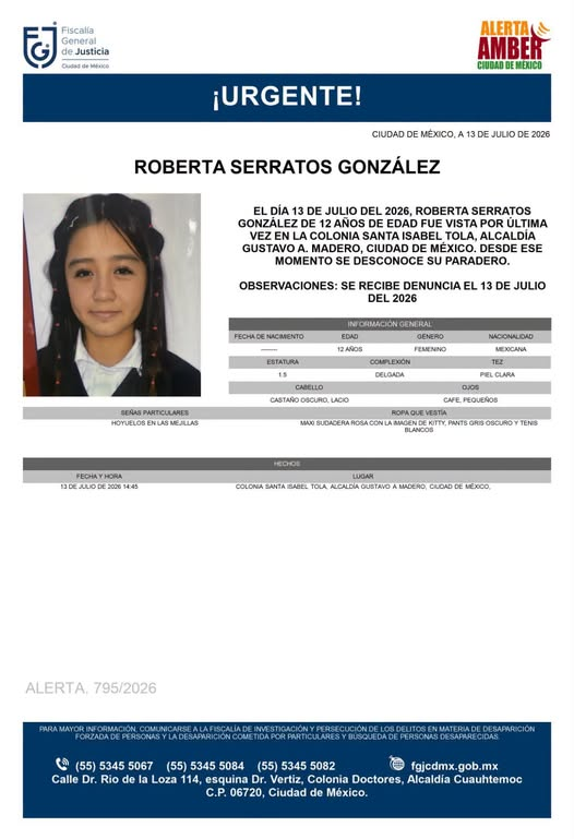 juthsha's tweet photo. #Urgente
Solicito su ayuda para COMPARTIR la siguiente ficha de búsqueda y dar con el paradero de Roberta, su integridad - como todo niño que no esta en su hogar - corre peligro. https://t.co/pligYbvMIM