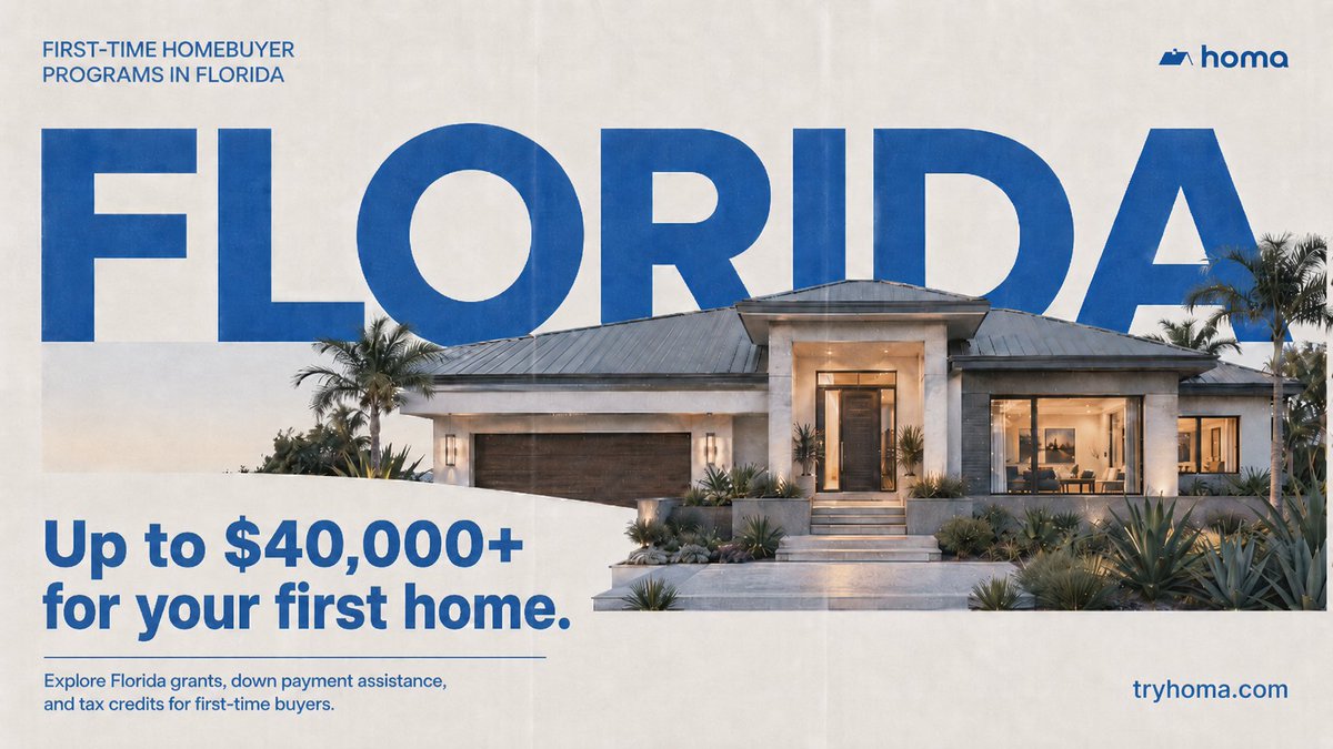 BuyWithHoma's tweet photo. First-time home buyers in Florida could be leaving serious money on the table. ↓ https://t.co/8yJPMneO09