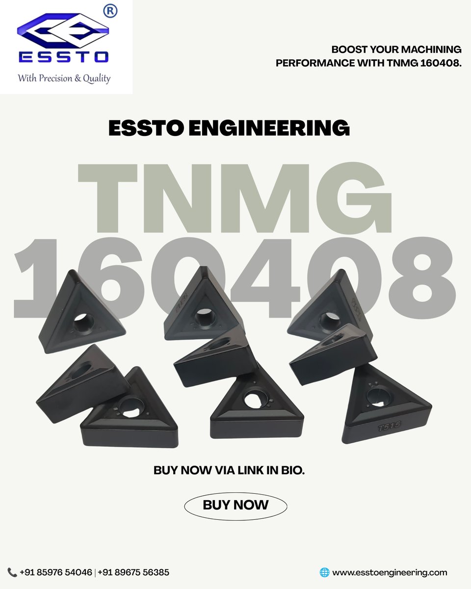 Essto_Engg's tweet photo. Upgrade Your Machining with TNMG 160408.
Achieve precision, consistency, and reliable performance with TNMG 160408 from ESSTO ENGINEERING.
Precision You Can Trust. Performance You Can Count On.
#ESSTOENGINEERING #TNMG160408 #TurningInsert #CNCTools #PrecisionEngineering https://t.co/0EHozsrodW