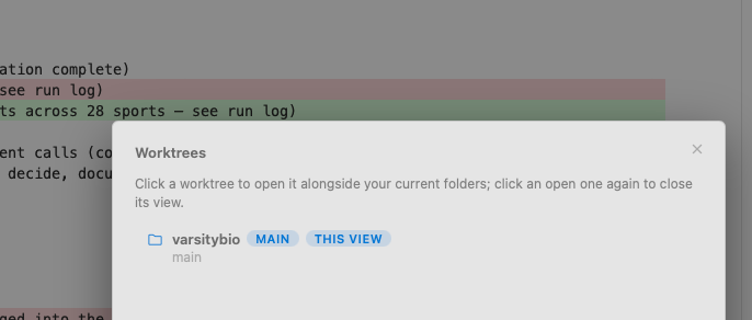 silo_code's tweet photo. shipped a first version of worktree support: create/open/remove from the git panel, each worktree opens with its own file explorer and git view.

still figuring out the best way to surface this across the app. if you live in worktrees daily, curious what you'd want here. https://t.co/n4nYsqjGZD