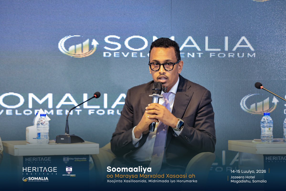 HIPSINSTITUTE's tweet photo. “If the government institutions and laws are not improved, the Somali economy cannot be improved . Last year, the domestic revenue was $200 million, while this year it is $400 million, when you look at the world, one company generates $400 million.”

-Dr. Uweys Abdullahi, Economic Advisor to the Prime Minister of Somalia

#HeritageForum #SDF2026 #Somalia #NationalDialogue
