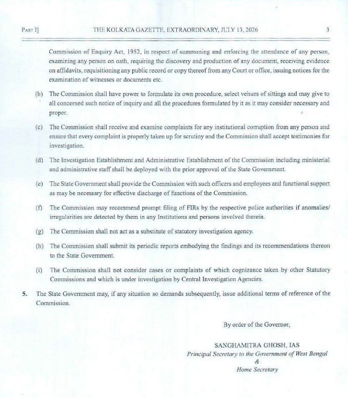 Saahil_Vshishth's tweet photo. Big Breaking 🚨:- 

The West Bengal Govt Has as officially announced the formation of a Inquiry Commission to probe institutional corruption During 2011-2026 under #TMC govt !! 

The panel will be headed by retired Justice Biswajit Basu, focusing on administrative conduct throughout the tenure of the current regime.

#BJP will find out every corrupt person who has looted #Bengal & will punish him.🔥