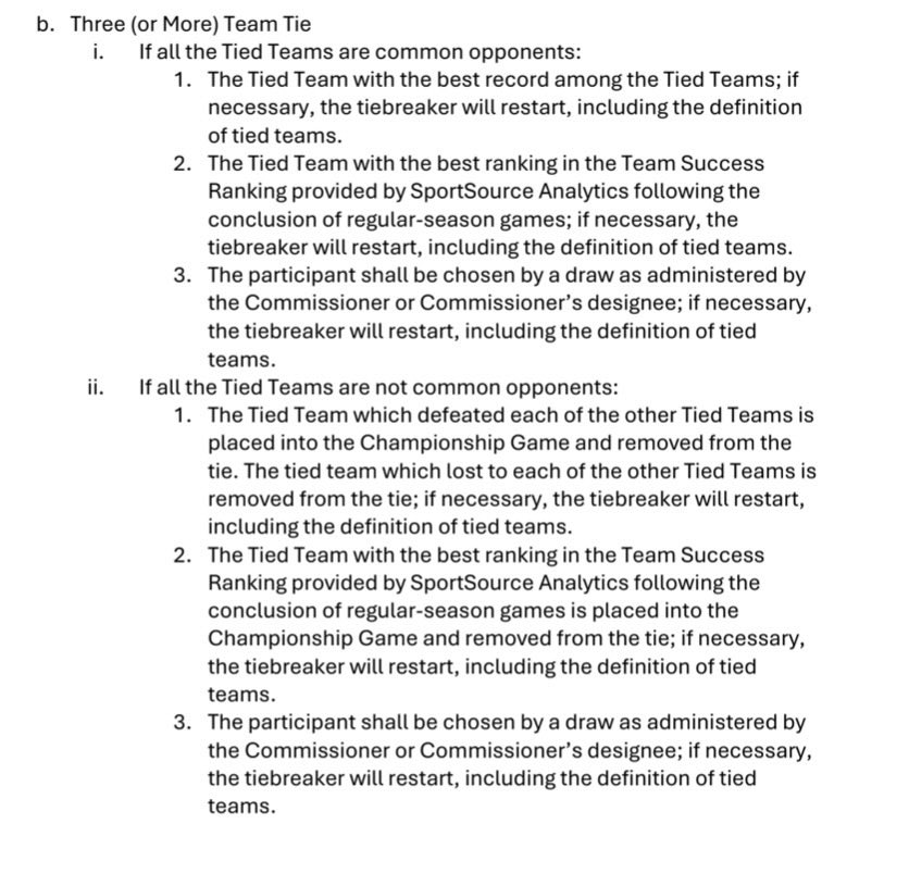 BryanDFischer's tweet photo. Official ACC tiebreaker policy. https://t.co/ZfFbDW6cbC