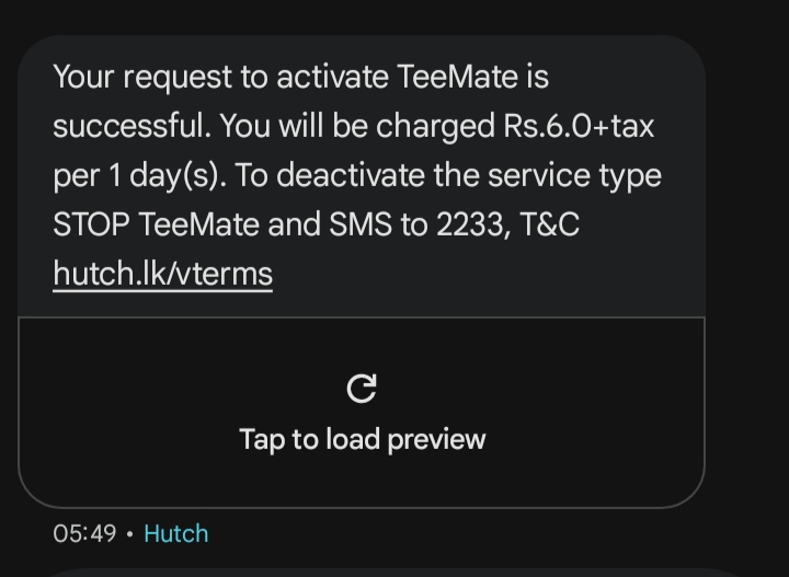 IslandLeX's tweet photo. So Hutch #SriLanka  is scamming customers with these auto activated VAS services with no subscriber confirmations - and when you call to ask why, they say you "clicked an ad or link on Google"  and somehow that magically auto activates a VAS on your cell number? https://t.co/nL4NIQbCur
