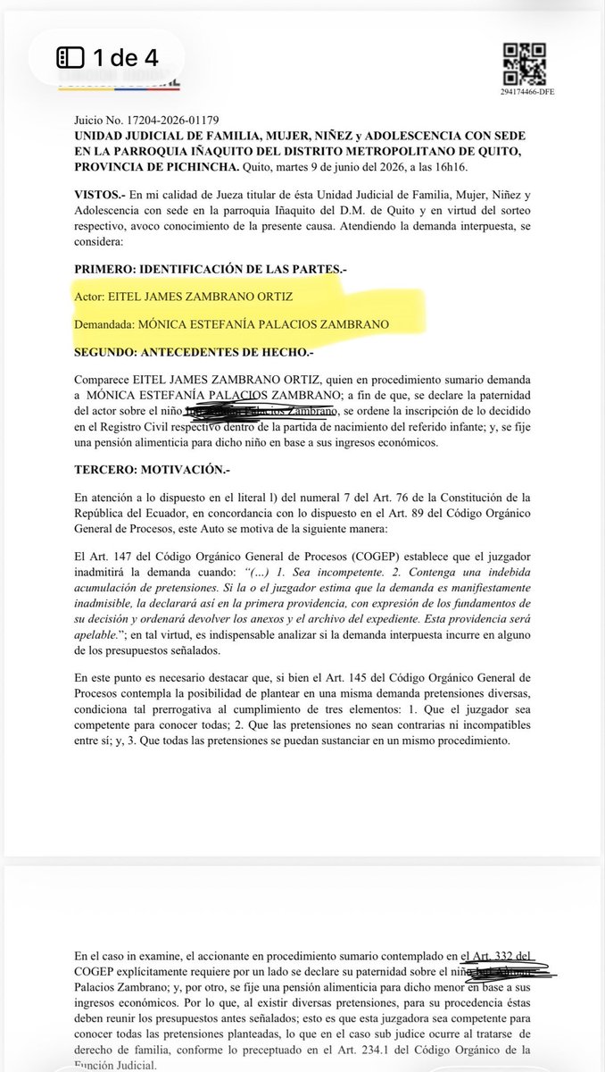 pabloleonsilva's tweet photo. Como son las cosas, el expresidente de @CREOEcuador, Eitel Zambrano  demandó a la Asambleísta #LeTube de la mafia  @RC5Oficial @MoniPalaciosZ  por la declaración de paternidad y pensión alimenticia.

Pero la Jueza inadmitió la demanda por indebida acumulación de pretensiones: la paternidad debe tramitarse en procedimiento ordinario y los alimentos en sumario.

Entre tanto un sinnúmero de acusaciones y procesos se le acumulan a la libertina incluyendo el incumplimiento de cánones de arrendamiento por más de 4000 dólares y daños a la propiedad de un departamento ubicado en la Coruña y Whymper.

Para ser Correista se debe ser corrupto, depravado y mafioso!

#NuncaMas #narcoterroristas en el poder