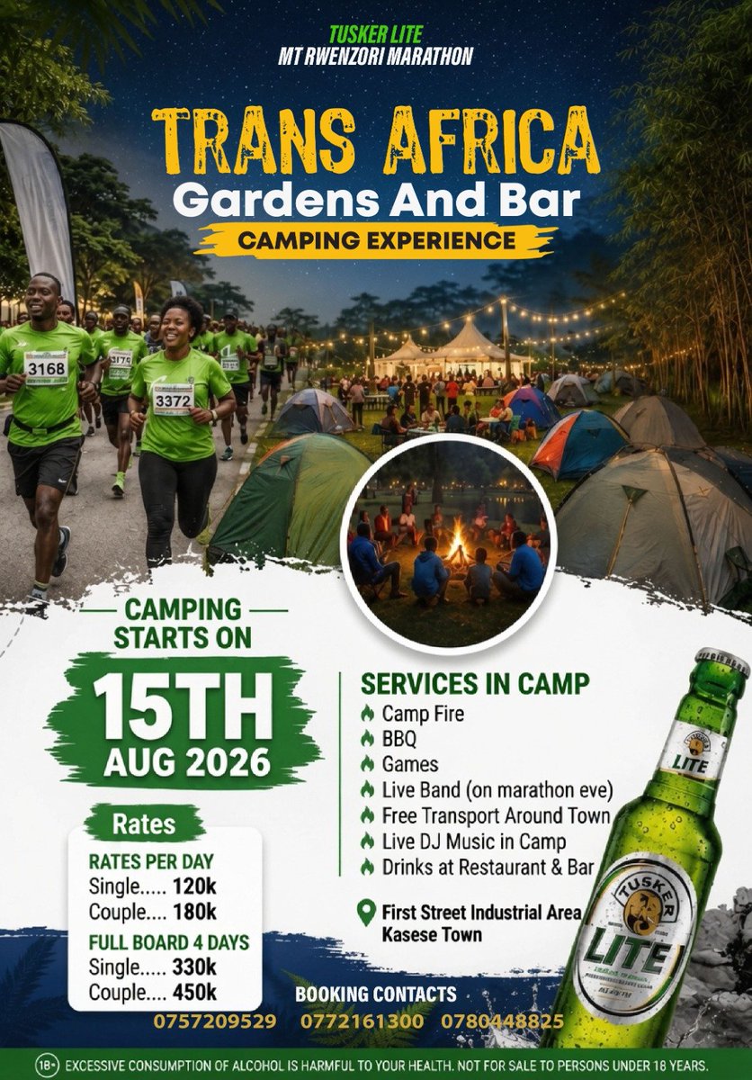 1005kgr's tweet photo. Photo! Marathon is making us busy! Here, camping starts on 15th August at Trans Africa Gardens in Kasese Muniscipality!
#kgrupdates https://t.co/oIQkHdWtrK