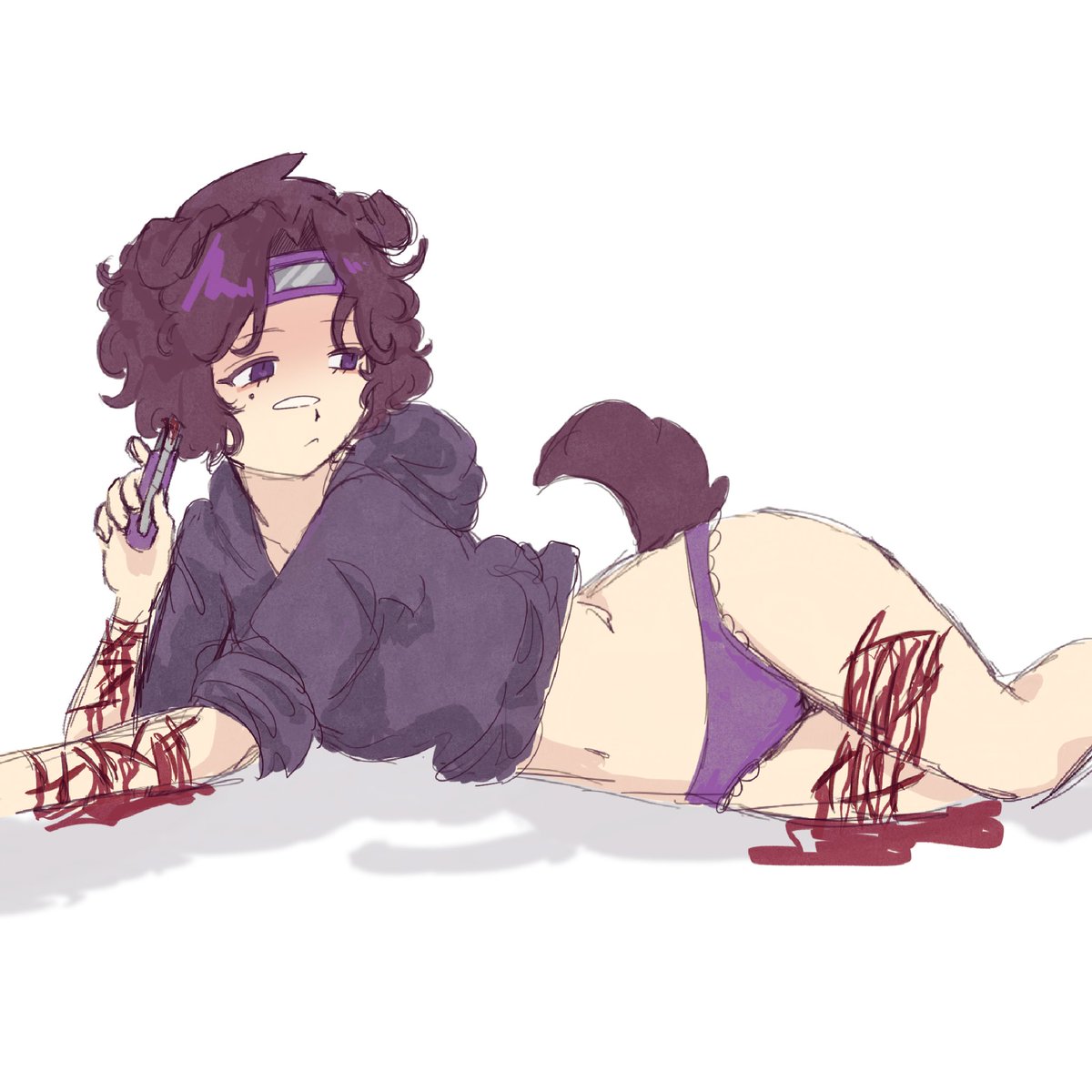 elemnote's tweet photo. Oomf keeps posting about ☯️ cutting himself so i drew the worst thing ever. #bbtwt https://t.co/hA9ujArMVV