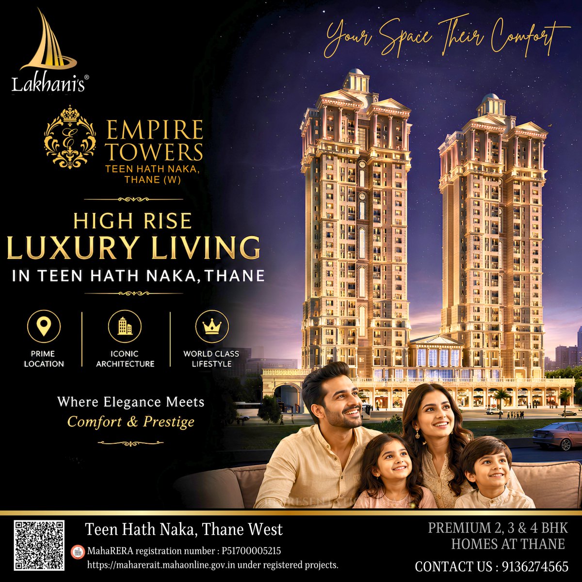 LakhaniBuilder's tweet photo. Luxury meets lifestyle at Empire Towers, Teen Hath Naka, Thane by Lakhani's Group. Premium 2, 3 & 4 BHK homes with iconic architecture, world class amenities and unmatched connectivity.
#LakhanisGroup #EmpireTowers #LuxuryLiving #Thane #TopBuilders #RealEstate #DreamHome #Mumbai https://t.co/SoL5zWz3hL