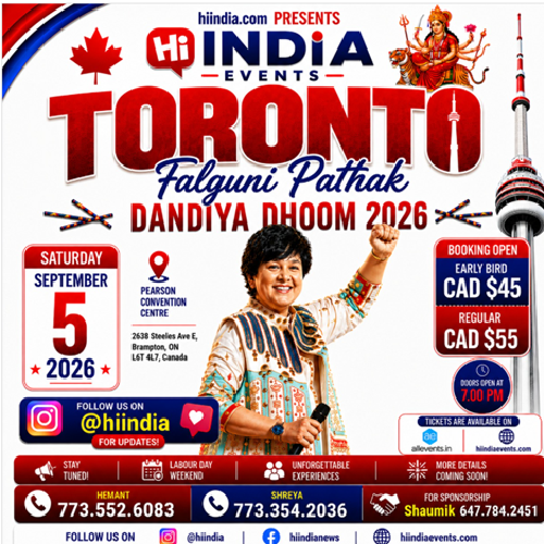 indianeventsusa's tweet photo. Falguni Pathak Live Garba 2026 in Toronto
Date: Sep 05, 2026
Venue: Brampton, ON
Experience Dandiya Dhoom 2026 with Falguni Pathak and celebrate Navratri with thousands of fans.
Buy Tickets Now: https://t.co/VKeAUNqD20
#FalguniPathak #TorontoGarba #DandiyaDhoom #Navratri2026 https://t.co/lxfzX8eapG