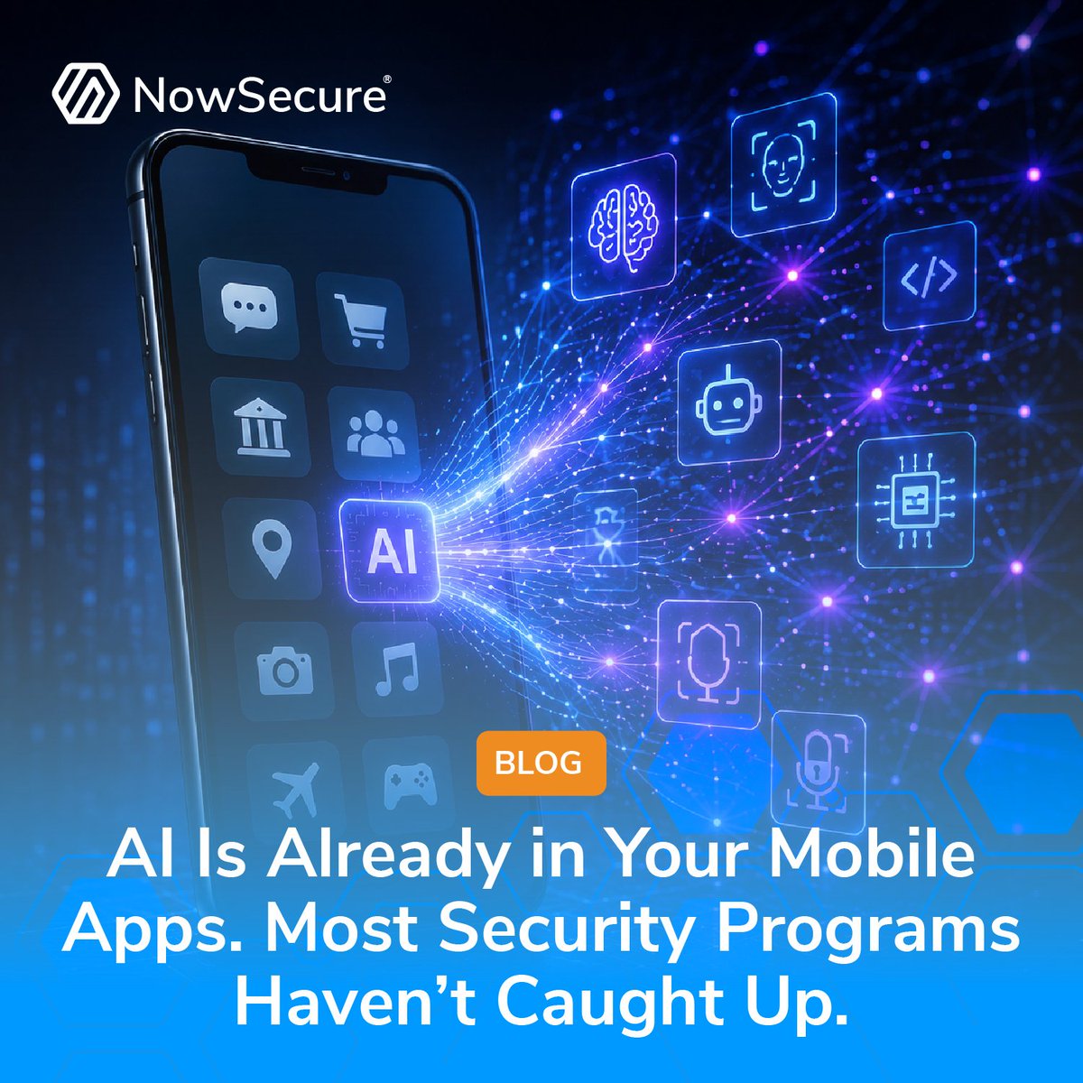 NowSecureMobile's tweet photo. AI is already in your #mobileapps. The question is whether it's being governed.

New data from 485 #security leaders shows mobile #AI adoption is outpacing the programs designed to secure it. Our latest infographic breaks down what that gap looks like: https://t.co/hfqhtcOpgP https://t.co/rKHr6WeEBv