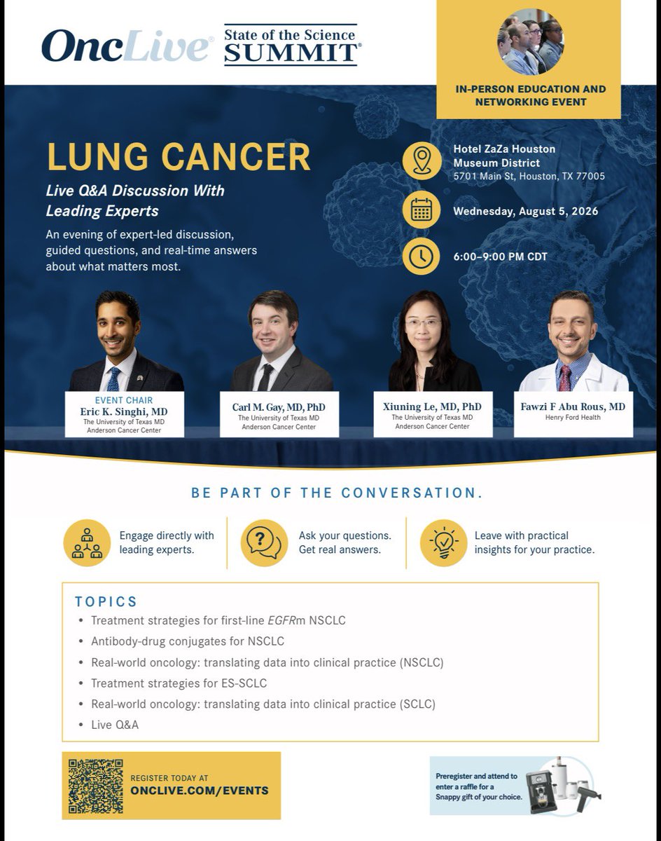 lungoncdoc's tweet photo. ‼️Houston oncology colleagues: Join us for an interactive evening discussing what’s changing in lung cancer, from frontline EGFR-mutant NSCLC to ADCs, SCLC, and real-world practice. Bring your toughest questions!

Register here: https://t.co/6ntqe5L9Hi https://t.co/pKeF7vJygk