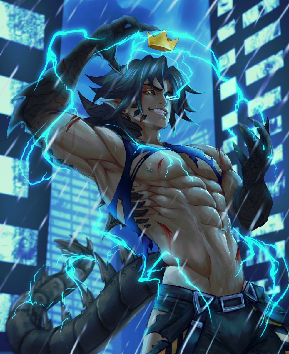 StormKingVT's tweet photo. ⚡️Teehee what if I genderbent the other way now :3👑
⚡️if Storm King was a big hunky man instead of an nb twink :3👑
⚡️done by my amazing friend @_kaijukrew_ 👑
#drawnking https://t.co/QzJyKaYM8V