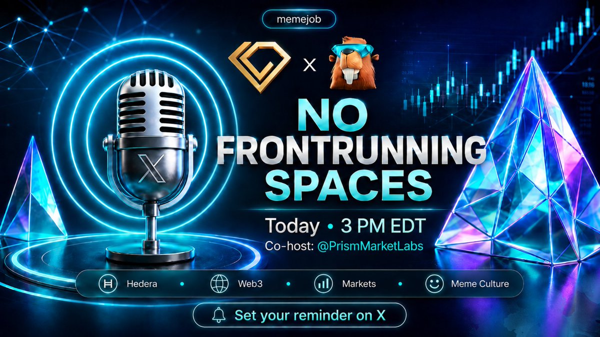 MemeJobFun's tweet photo. 🎙️ No Frontrunning spaces!

We're going live today at 3 PM EDT with @PrismMarketLabs  to chop it up about:

📰 The latest news across the network
👀 What the community is watching right now

🔔 Set your reminder:
https://t.co/FZi6sFvnwD https://t.co/pGNzw4BrpP