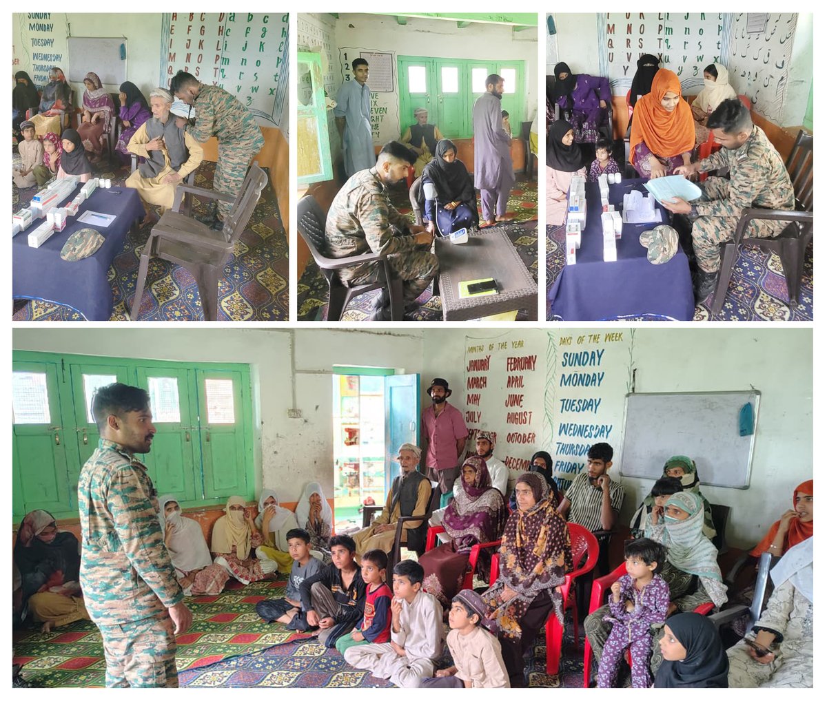 HukusBukus_786's tweet photo. #IndianArmy organised a Medical Camp at Riyala Village, #Kupwara, providing essential healthcare services, medicines &amp; health guidance to locals. Beneficiaries were examined &amp; provided medical aid. The initiative enhanced community well-being &amp; encouraged better health practices. https://t.co/0gVqTFKxsz