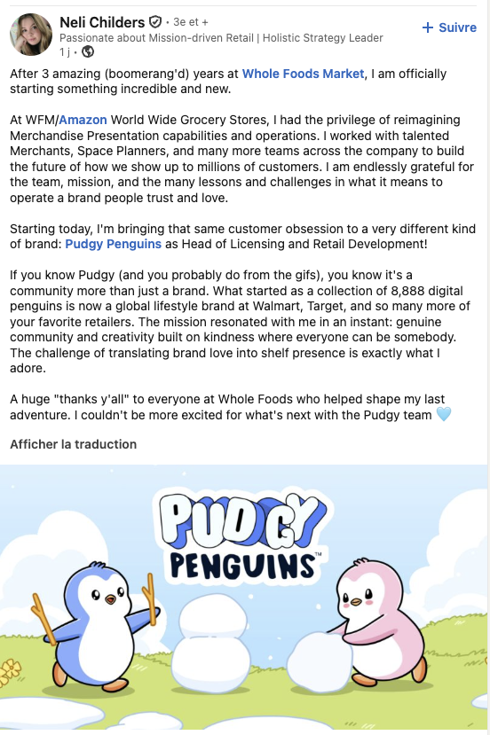 dim8765's tweet photo. Looks like @pudgypenguins hired a Head of Licensing and Retail Development, a key role for the brand expansion! 👏👏 https://t.co/6jDwQbNCL6
