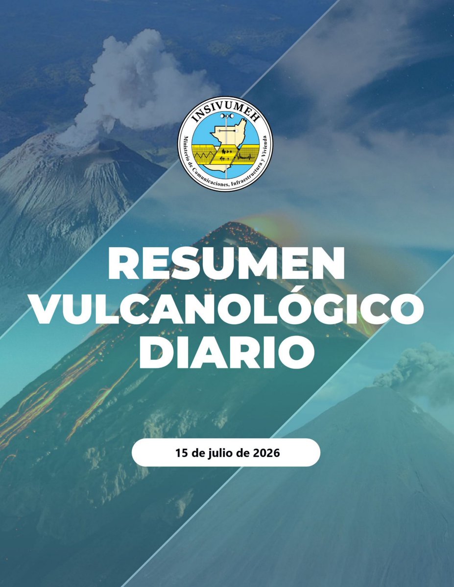 insivumehgt's tweet photo. RESUMEN VULCANOLÓGICO DIARIO
15 de julio de 2026.
Acceda a las cámaras de vigilancia volcánica en el siguiente enlace: https://t.co/PN9hNE9NFL
@DGAC_CIV
#SomosINSIVUMEH #PasiónPorLaCiencia #AlPuebloDignoSeLeResponde #CIV https://t.co/eq1hM8gTBj