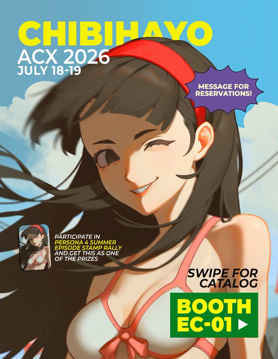 chibihayo's tweet photo. It's been a while, Manila! 
Here's our catalog for #ACX2026 this weekend ☀️

We will only bring our Persona merch, but you may reserve our other fandom stuff via dms. Please drop by at Booth EC-01 (DGX x Little Kon Shop) if you have time 💕

Swipe for more!
#FanfairAtACX2026 https://t.co/cNIb0IXQP6
