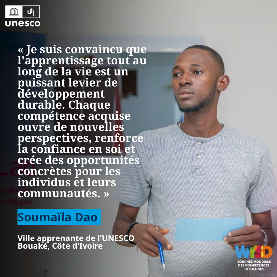 UIL's tweet photo. À l'occasion de la #JournéeMondialeDesCompétencesDesJeunes, Mohamed, Soumaïla et Lydia montrent comment l'apprentissage tout au long de la vie dans la Ville apprenante de l'UNESCO de Bouaké permet aux jeunes de devenir des acteurs du changement.

🔗https://t.co/JEBEYWGHIa https://t.co/VKKaEV0SNq