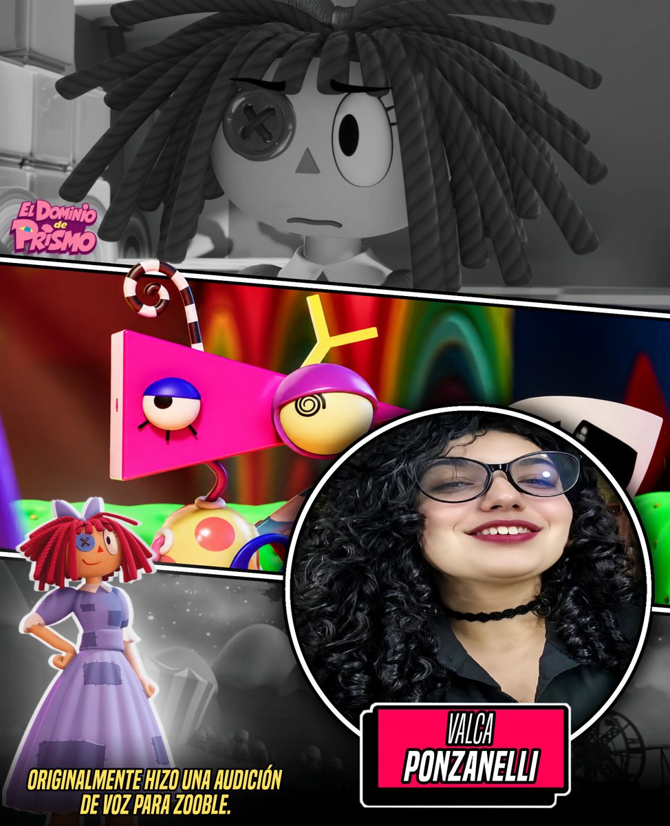DominiodePrismo's tweet photo. 🎀🎪 La actriz de voz de Ragatha (Valca Ponzanelli), en español, originalmente audicionó para Zooble

Aunque no la eligieron para ese personaje, terminó interpretando a Ragatha. Incluso subió un video mostrando cómo habría sonado Zooble con su voz. https://t.co/BmIeqs8J9y