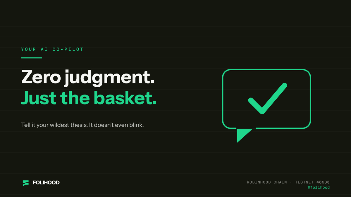 Folihood's tweet photo. Told the AI "I'm bullish on robots taking my job" and it just… built the basket.

No follow-up questions. No "are you sure?" The best financial advisor is always the one that can't judge you. ✅ https://t.co/DNo8zu8wsp