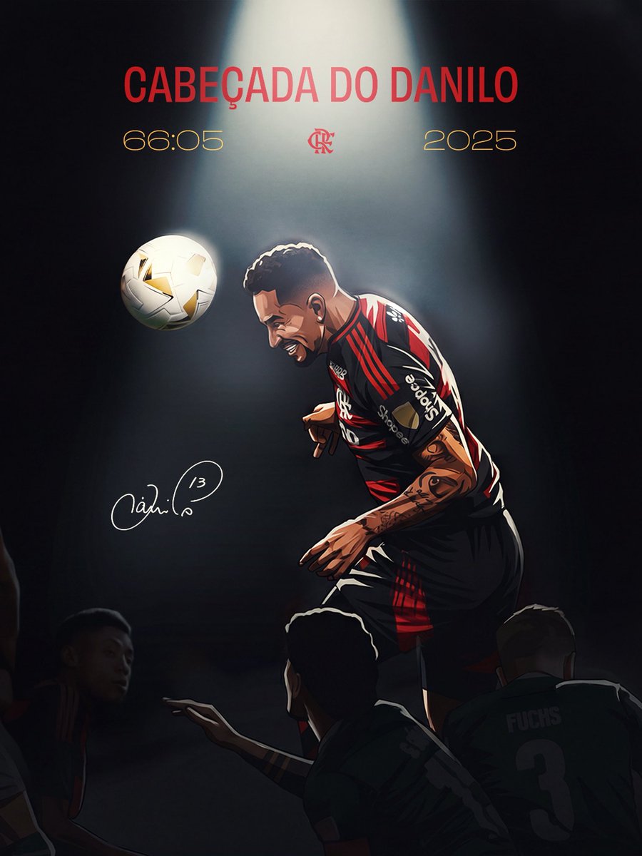 Flamengo's tweet photo. "𝐄𝐦 𝟐𝟓, 𝐞𝐮 𝐯𝐢 𝐨 𝐃𝐚𝐧𝐢𝐥𝐨 𝐯𝐨𝐚𝐫."

Aos 66 minutos, o tempo pareceu desacelerar.

A bola saiu, na medida, dos pés de Arrascaeta. Pelo alto. Danilo subiu mais do que todos. Testou firme. A rede balançou. E, naquele instante, o Flamengo se tornou o primeiro clube brasileiro tetracampeão da Libertadores.

Mas algumas histórias ficam ainda maiores quando conhecemos os detalhes.

Na manhã da decisão, Danilo descobriu que seria o titular. Havia um plano. Na bola parada, ele seria o homem livre. O destino escreveu o resto.

Porque, às vezes, o futebol parece saber exatamente o que está fazendo.

Era para ser naquela tarde.
Era para ser daquele jeito.
Era para ser você, Danilo.

O nosso camisa 13 entrou para uma lista reservada a poucos: a dos jogadores que marcaram em uma final de Libertadores com o Manto Sagrado. Um gol que não decidiu apenas uma partida. Um gol que eternizou um nome.

Em 29 de novembro de 2025, o mundo viu Danilo voar.

E a Nação nunca mais esqueceu.

Danilo Luiz da Silva. O Herói do Tetra.