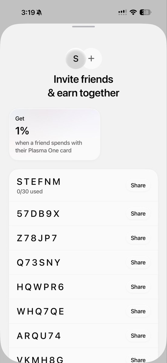 Stefan6M's tweet photo. @Plasma If you guys want any code use mine. Being on the app for some time and rewards are grate if you believe in the project. https://t.co/YRgX3wUrvp