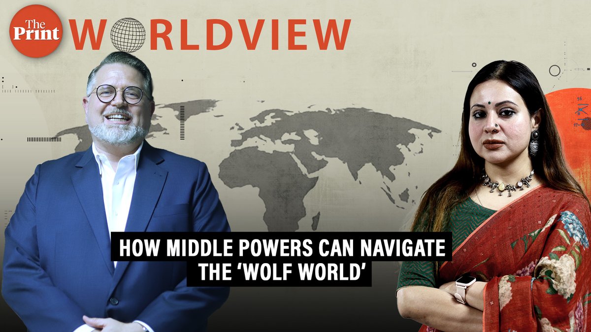 ThePrintIndia's tweet photo. As Liberal Order declines, what does the 'Wolf World' look like & how do middle order countries navigate it? @swasrao & @marc_saxer discuss the upended global order, impact of US-China rivalry on energy, finance & global security.
#ThePrintWorldView
https://t.co/WElyZhle8X https://t.co/rEDziLz3Zy
