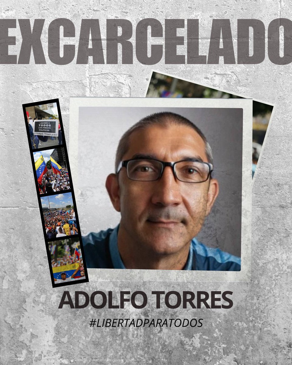RHelicoide's tweet photo. #URGENTE | Hasta el momento podemos confirmar la excarcelación de:

Adolfo Torres.

Sin embargo, la cifra de presos políticos asciende a las 400 personas. Nuestra exigencia de libertad no cesará hasta que todos sean libres.

#LibertadParaTodos
#QueSeanTodos https://t.co/VhlhF7HAxb