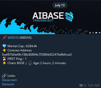 aibasebot's tweet photo. Did you catch this like @aibasebot did during the market volume? 

$MIDAS 284.4k to 2.87M ATH (10x)

Don't miss the next prediction

past results are not indictive of future returns https://t.co/JNrJVxuPhl