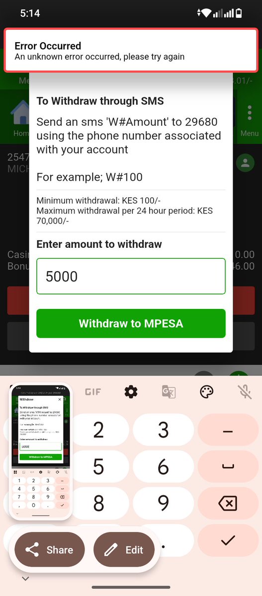 MirajMike's tweet photo. @OdibetsOfficial If this how you scam people 
When am withdraw error but this same time I can deposit 
How? If I can deposit I can withdraw https://t.co/iAgZK9isdp