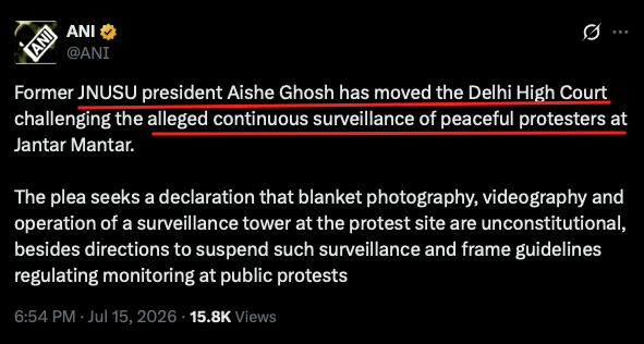 VijayGajeraO's tweet photo. This is huge.

Now, Marxist Aishe Ghosh has moved to the Delhi High Court to seek the removal of the Delhi Police's security surveillance.

Do they want to plan violent protests? Why are they afraid?
She is the same Marxist who has visited and received some 'gifts' from the Chinese Embassy.

What are they planning with the help of China?

Our mainstream media must expose this sinister planning of regime change.