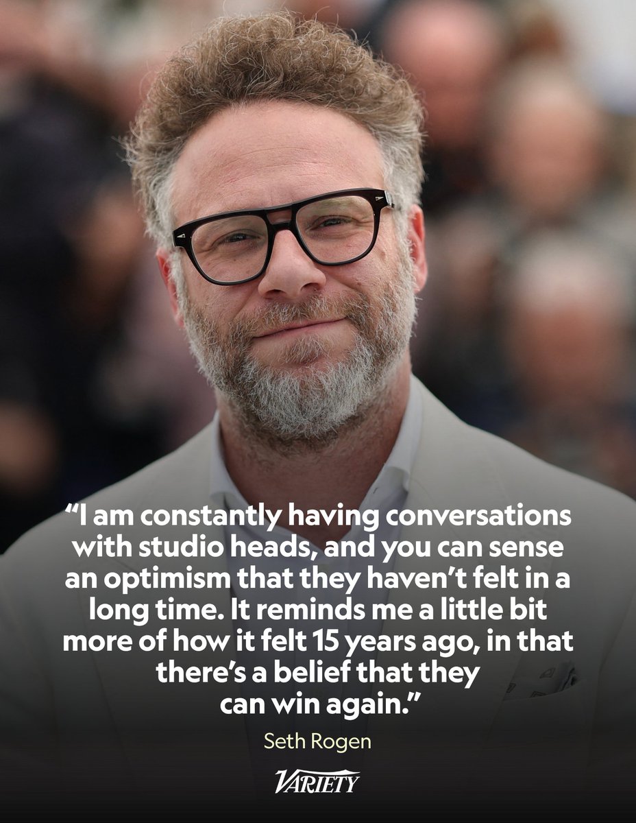 Variety's tweet photo. Seth Rogen says there’s an “optimism” at Hollywood movie studios that he hasn’t seen in years amid this year's box office resurgence:

“I am constantly having conversations with studio heads, and you can sense an optimism that they haven’t felt in a long time. It reminds me a little bit more of how it felt 15 years ago, in that there’s a belief that they can win again.”

Read the full cover story: https://t.co/NYmIGLuRY8